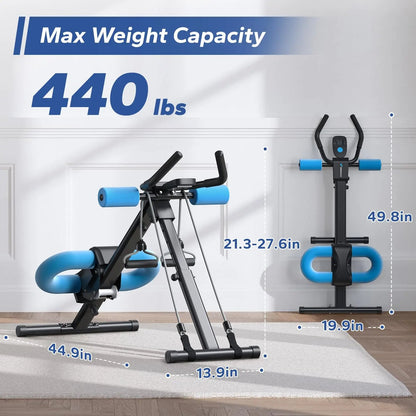Foldable Core Trainer with LCD Display and Knee Support for Home Gym