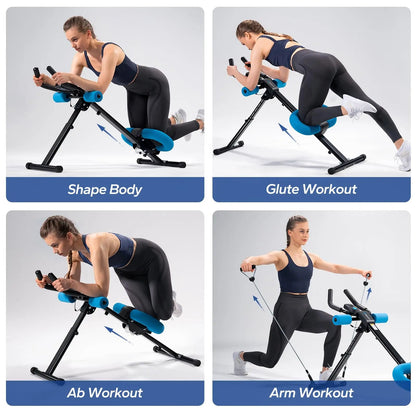 Foldable Core Trainer with LCD Display and Knee Support for Home Gym