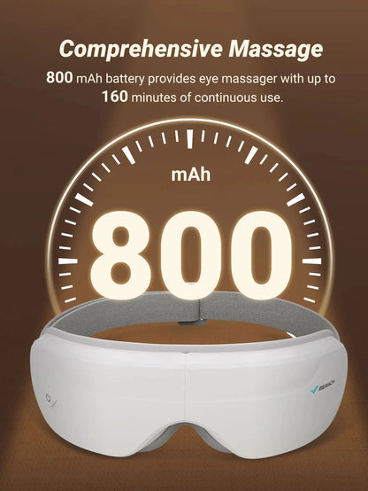 Eye Massager with Heat Therapy for Strain Relief | Warm Compress, Air Pressure, Bluetooth, Foldable