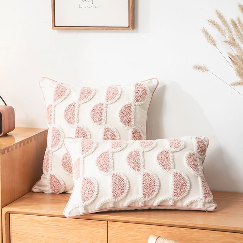 Loop-Tufted Pillow with Abstract Design