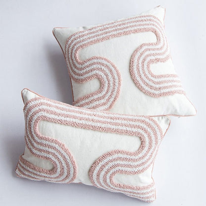 Loop-Tufted Pillow with Abstract Design
