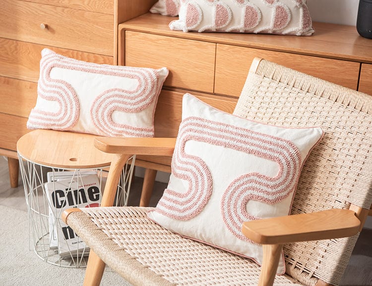 Loop-Tufted Pillow with Abstract Design