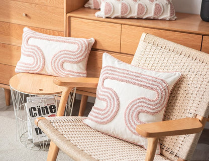 Loop-Tufted Pillow with Abstract Design