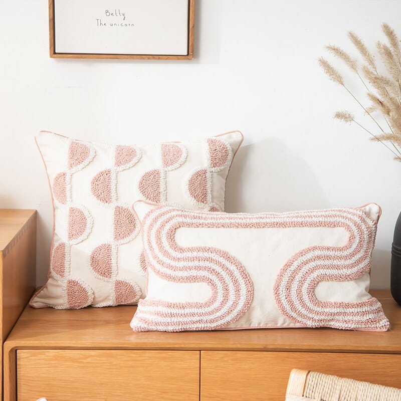 Loop-Tufted Pillow with Abstract Design