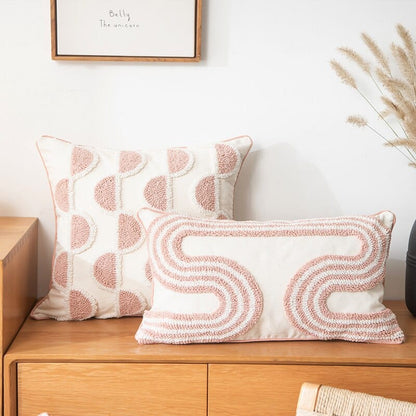 Loop-Tufted Pillow with Abstract Design