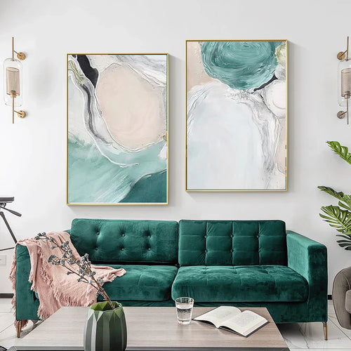 Serene Aqua Green Beachscape Canvas Art for Modern Interiors