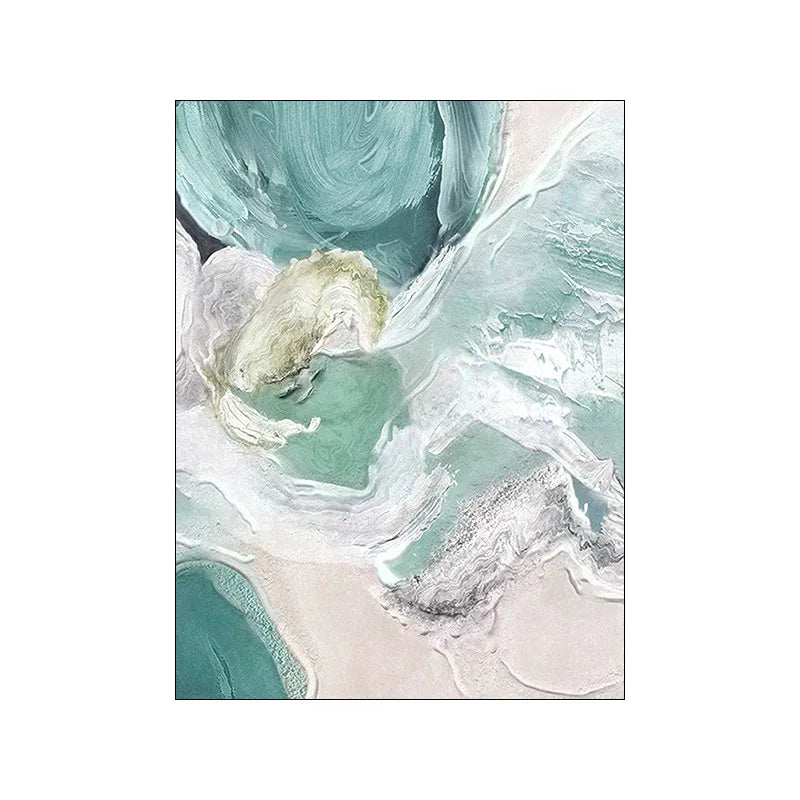 Serene Aqua Green Beachscape Canvas Art for Modern Interiors