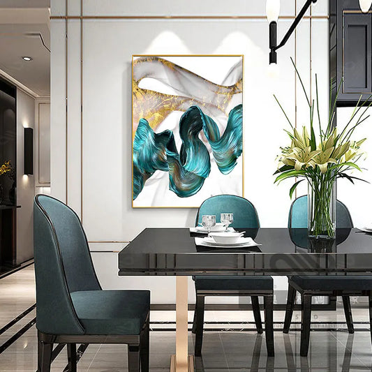 Elegant Jade-Inspired Flowing Canvas Art for Modern Spaces