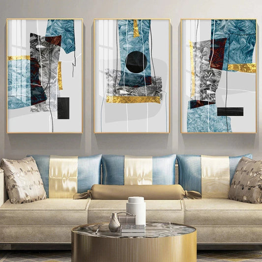 Chic Nordic Ice-Inspired Geometric Canvas Art for Modern Spaces