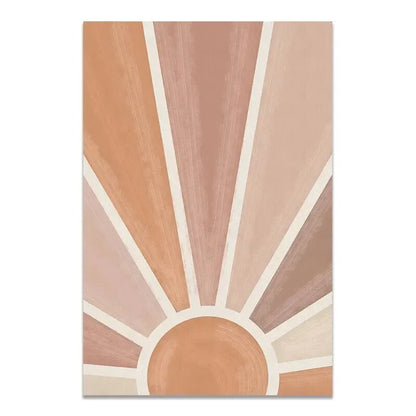 Modern Terracotta Sun and Moon Canvas Art for Home Decor