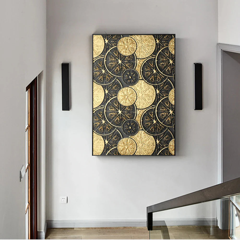 Chic Vintage Organic Gold and Black Canvas Art Prints