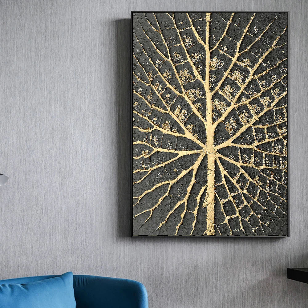 Chic Vintage Organic Gold and Black Canvas Art Prints