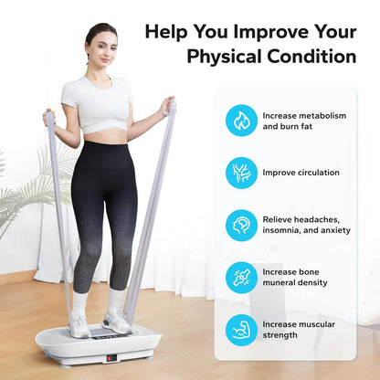 10-Speed Vibration Exercise Platform with Resistance Bands, Remote & 300 lb Limit