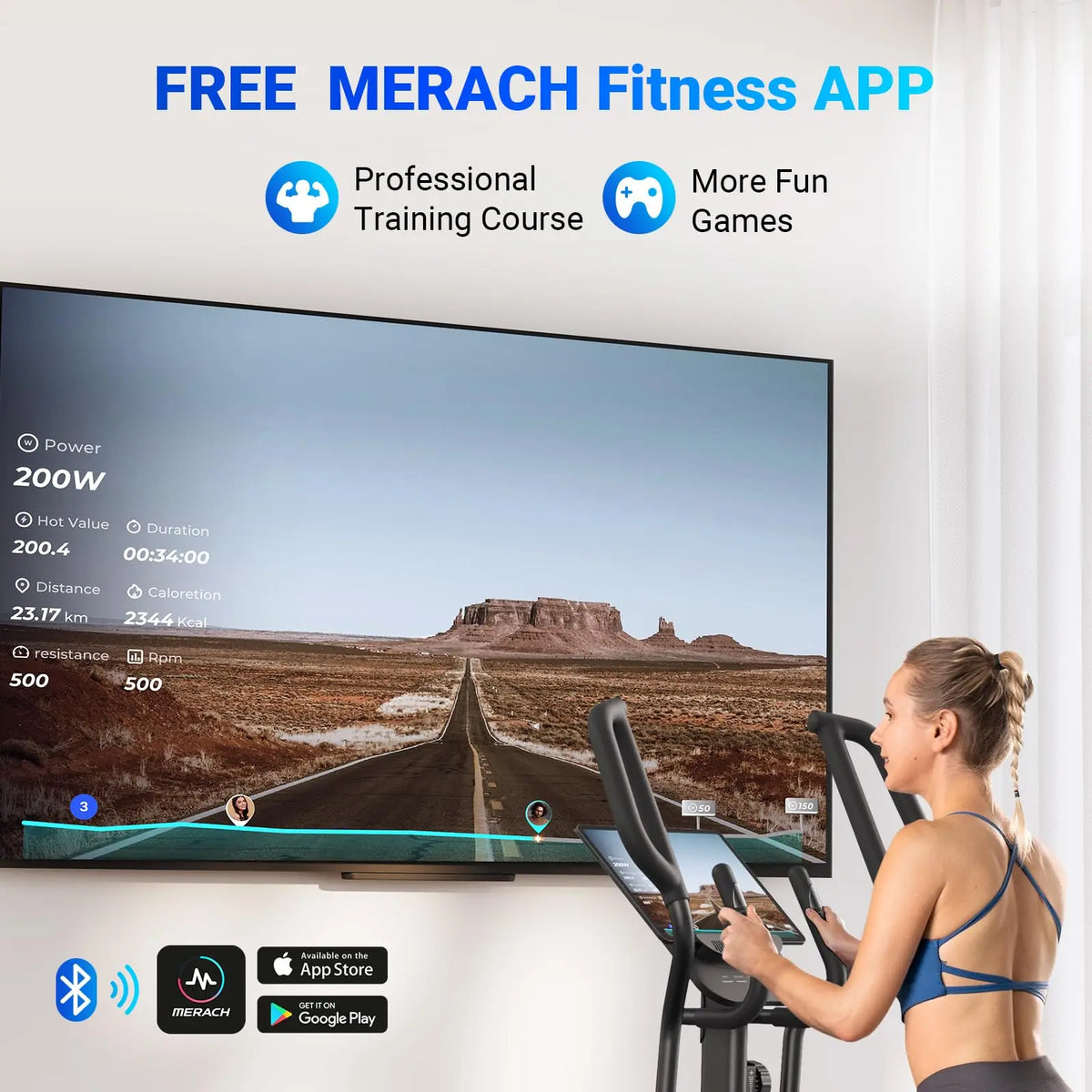 Elliptical Trainer with 18.5-Inch Stride | 8 Resistance Settings, LCD Display, Heart Rate Monitors, 400 lb Weight Limit & Self-Powered Operation