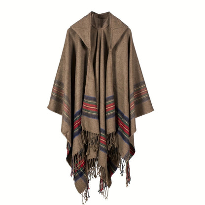 Cozy Striped Hooded Poncho Wrap for All Seasons