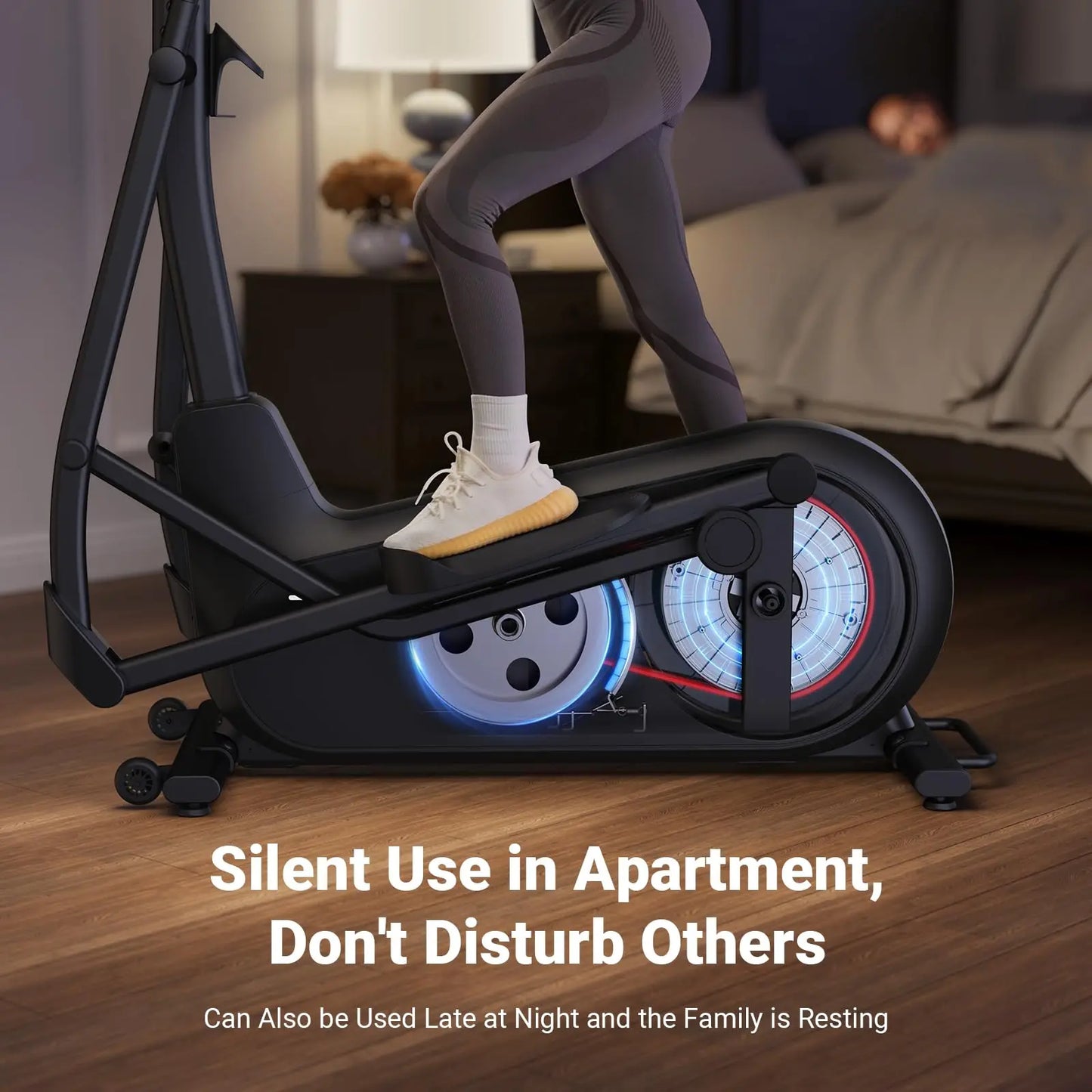 Elliptical Trainer with 18.5-Inch Stride | 8 Resistance Settings, LCD Display, Heart Rate Monitors, 400 lb Weight Limit & Self-Powered Operation