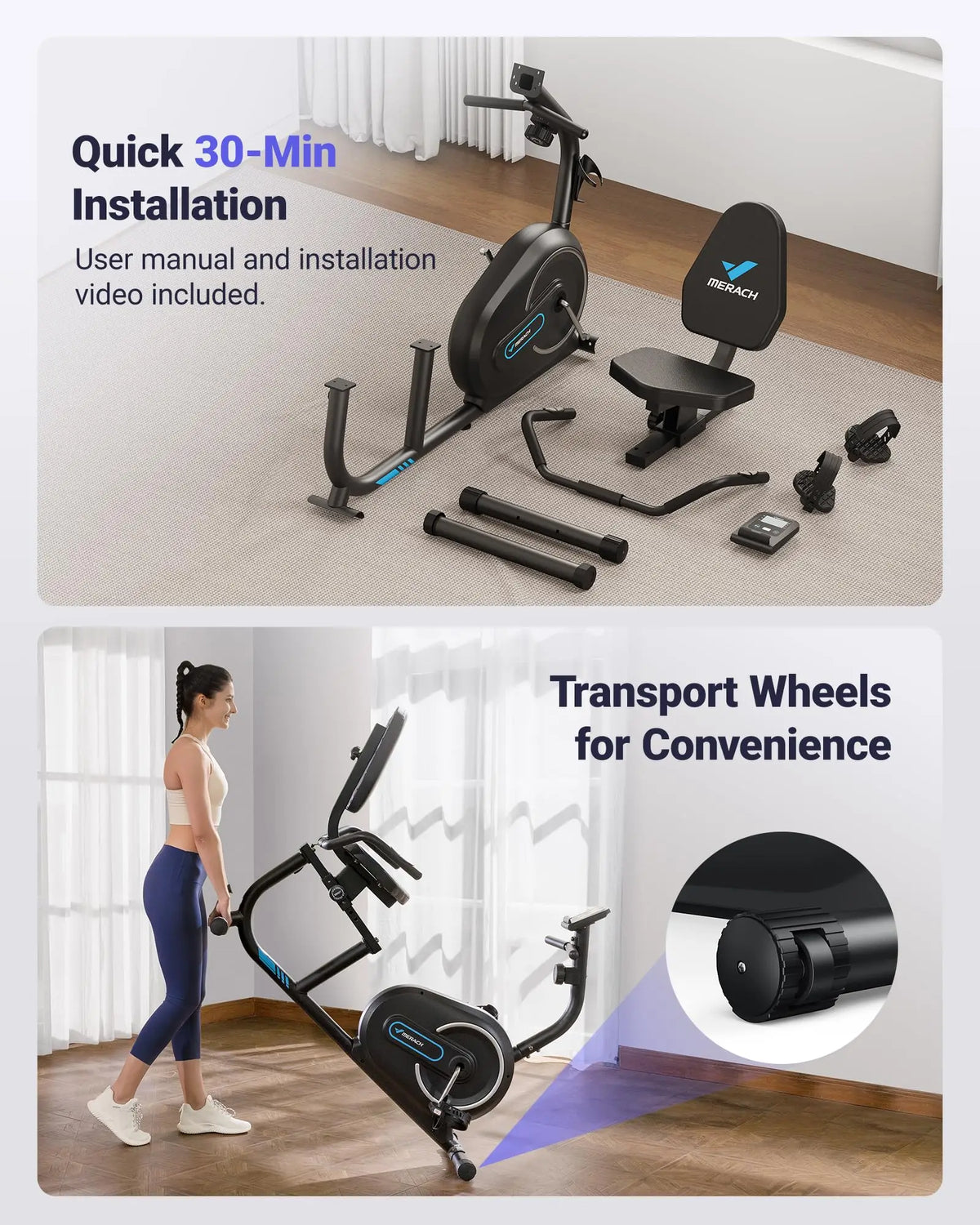 Recumbent Exercise Bike with Bluetooth, 8 Resistance Levels, LCD Monitor & App Sync, 300 lb Capacity