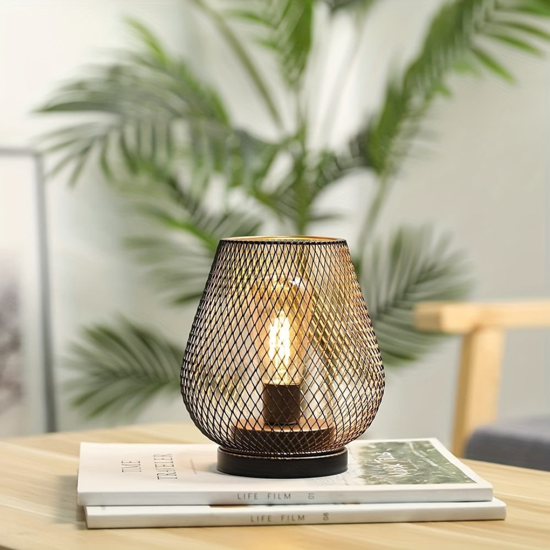 LED Table Lamp with Metal Mesh Design – Warm White, Rechargeable and Wireless