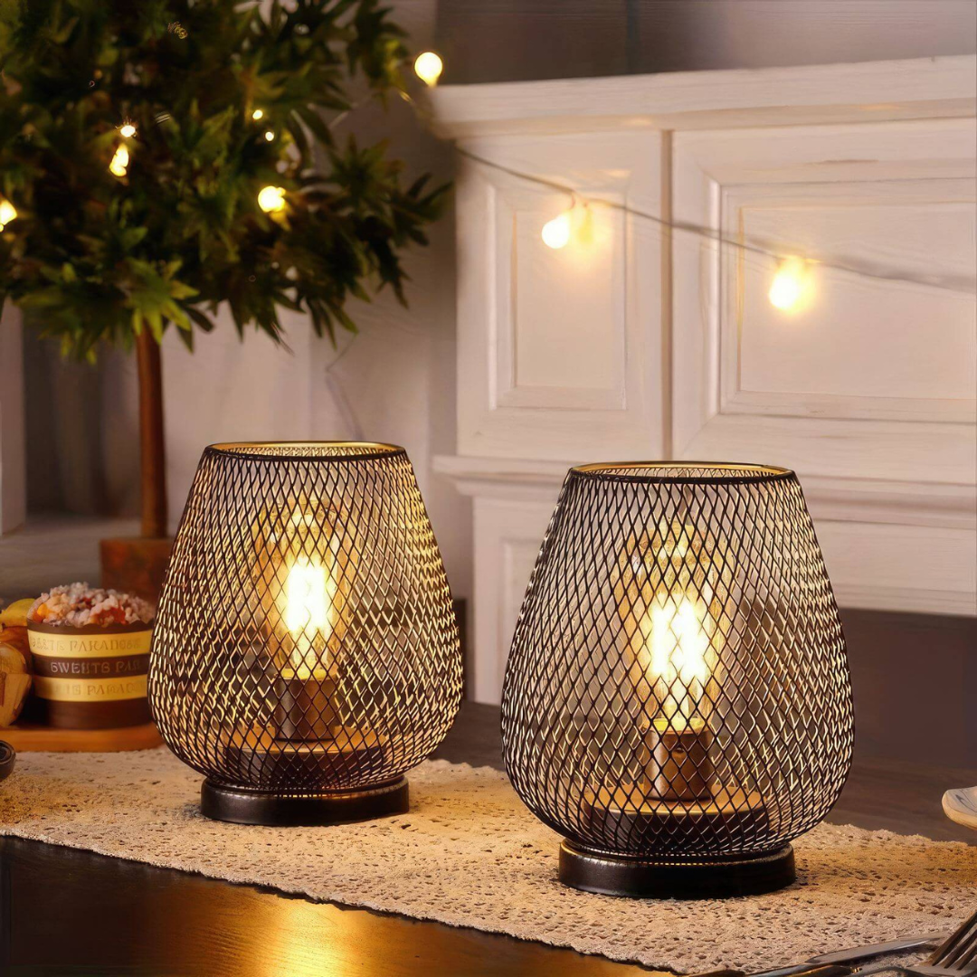 LED Table Lamp with Metal Mesh Design – Warm White, Rechargeable and Wireless