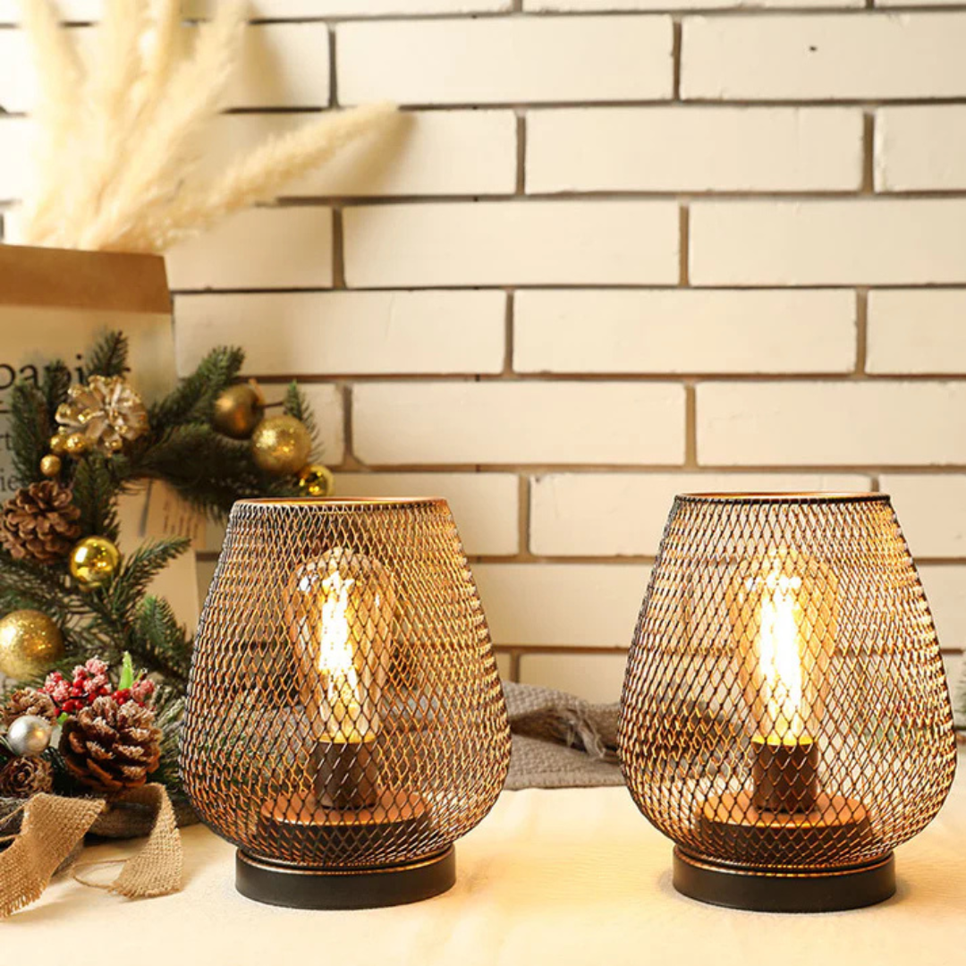 LED Table Lamp with Metal Mesh Design – Warm White, Rechargeable and Wireless
