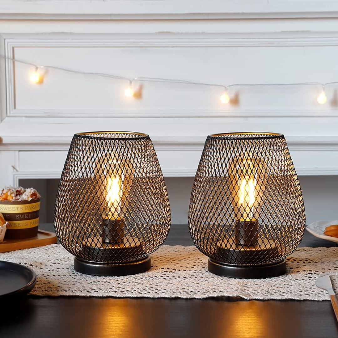 LED Table Lamp with Metal Mesh Design – Warm White, Rechargeable and Wireless