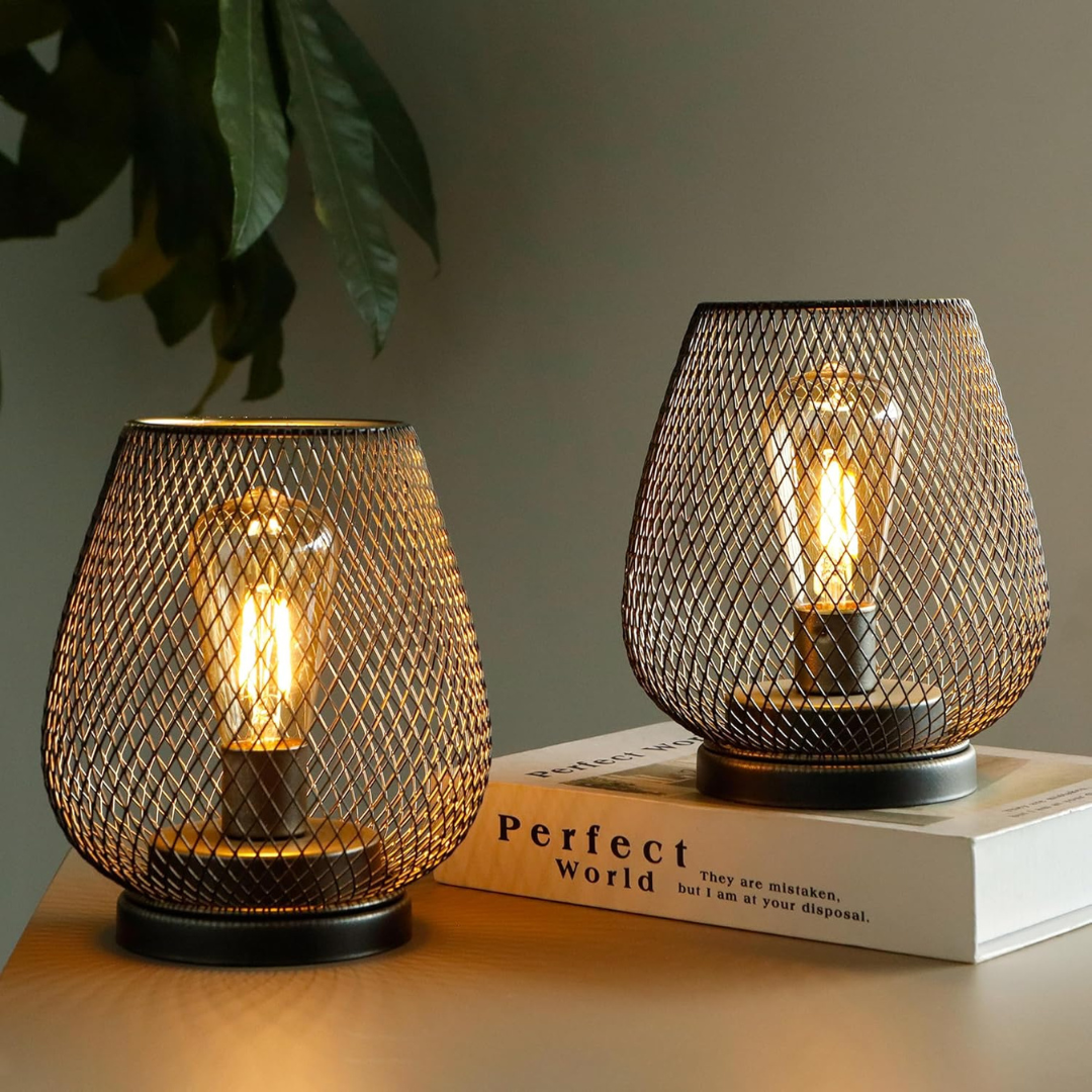 LED Table Lamp with Metal Mesh Design – Warm White, Rechargeable and Wireless