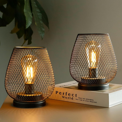 LED Table Lamp with Metal Mesh Design – Warm White, Rechargeable and Wireless