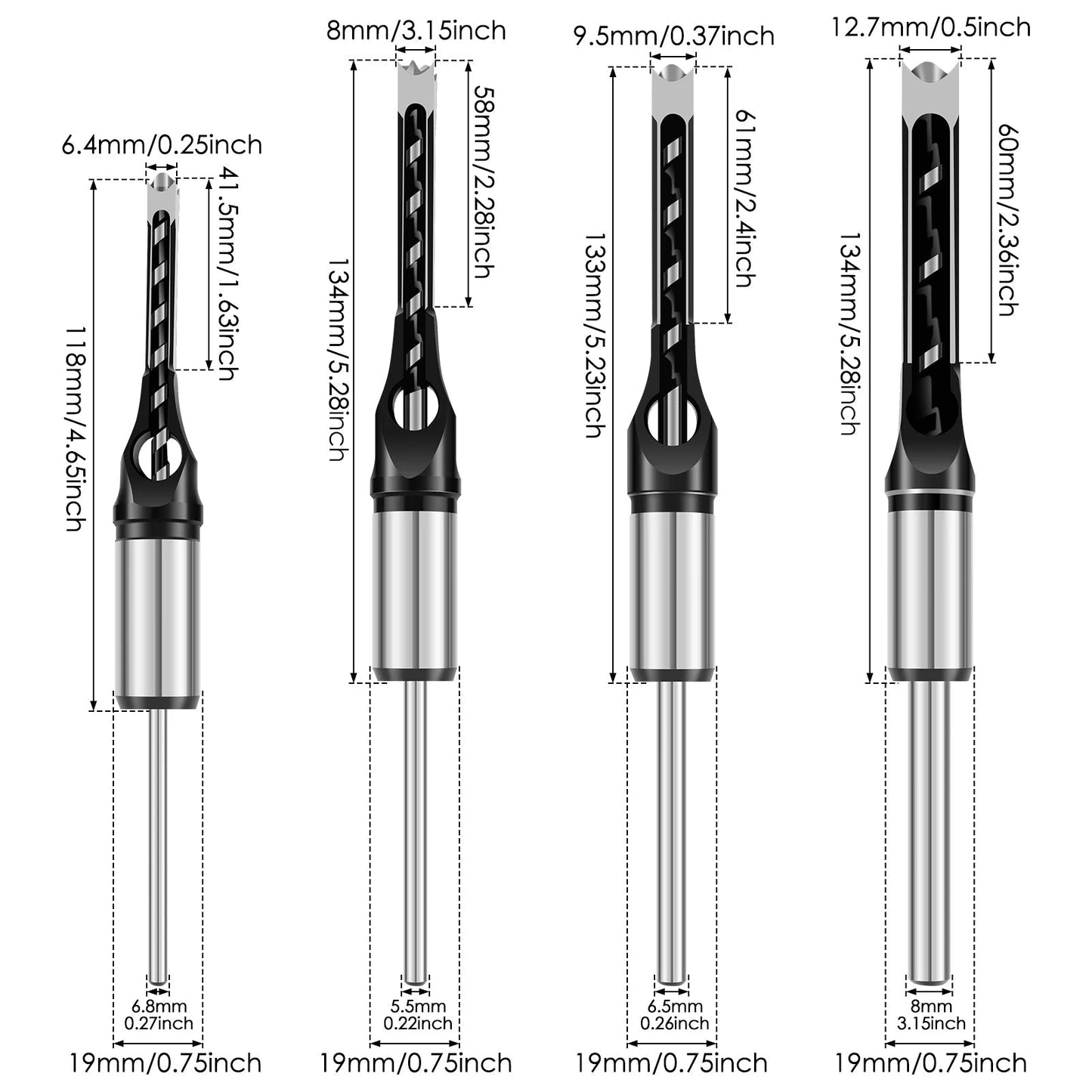 Precision Drill & Chisel Kit for Flawless Joinery | 8 Attachments 6–16 mm | Compatible with Drills