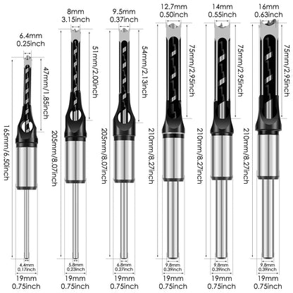 Precision Drill & Chisel Kit for Flawless Joinery | 8 Attachments 6–16 mm | Compatible with Drills