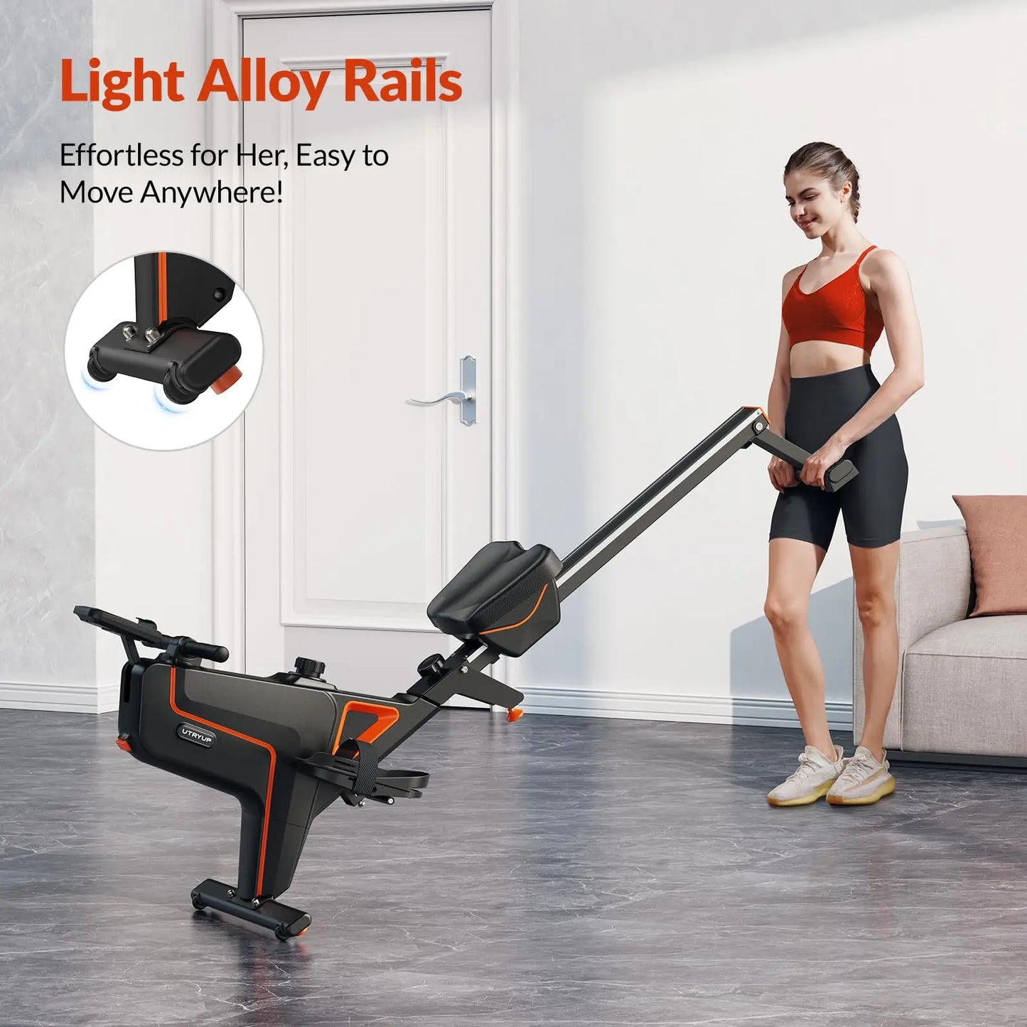 Magnetic Rowing Machine with 16 Resistance Settings | 12 lb Flywheel, Bluetooth LCD, 350 lb Weight Capacity & Compact Design