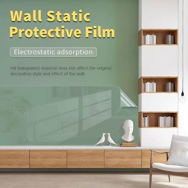 Static Wall Protection Film – Clear & Adhesive-Free | Scratch & Dirt Shield for Kitchen, Bathroom & Children's Room