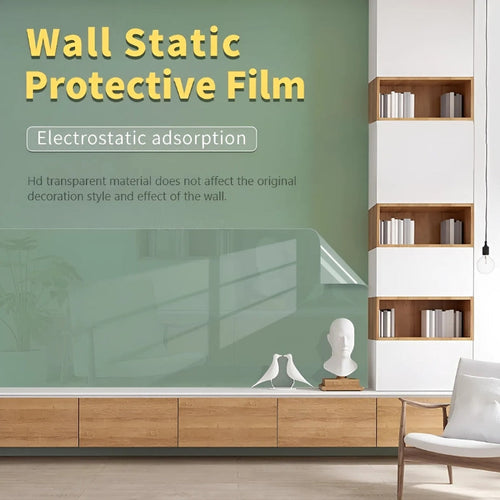 Static Wall Protection Film – Clear & Adhesive-Free | Scratch & Dirt Shield for Kitchen, Bathroom & Children's Room
