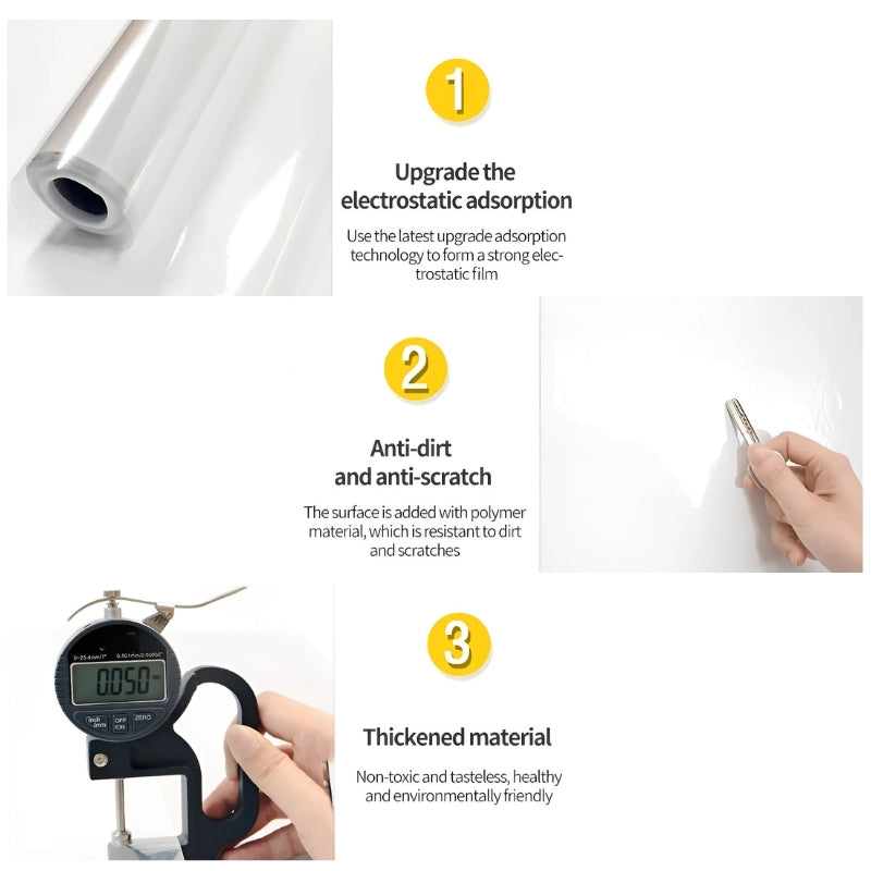 Static Wall Protection Film – Clear & Adhesive-Free | Scratch & Dirt Shield for Kitchen, Bathroom & Children's Room