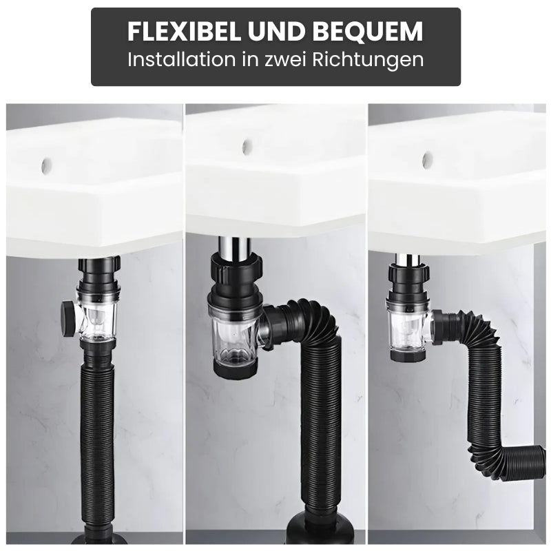 Flexible Anti-Clog and Odor Control Drain Pipe System for Sink and Kitchen
