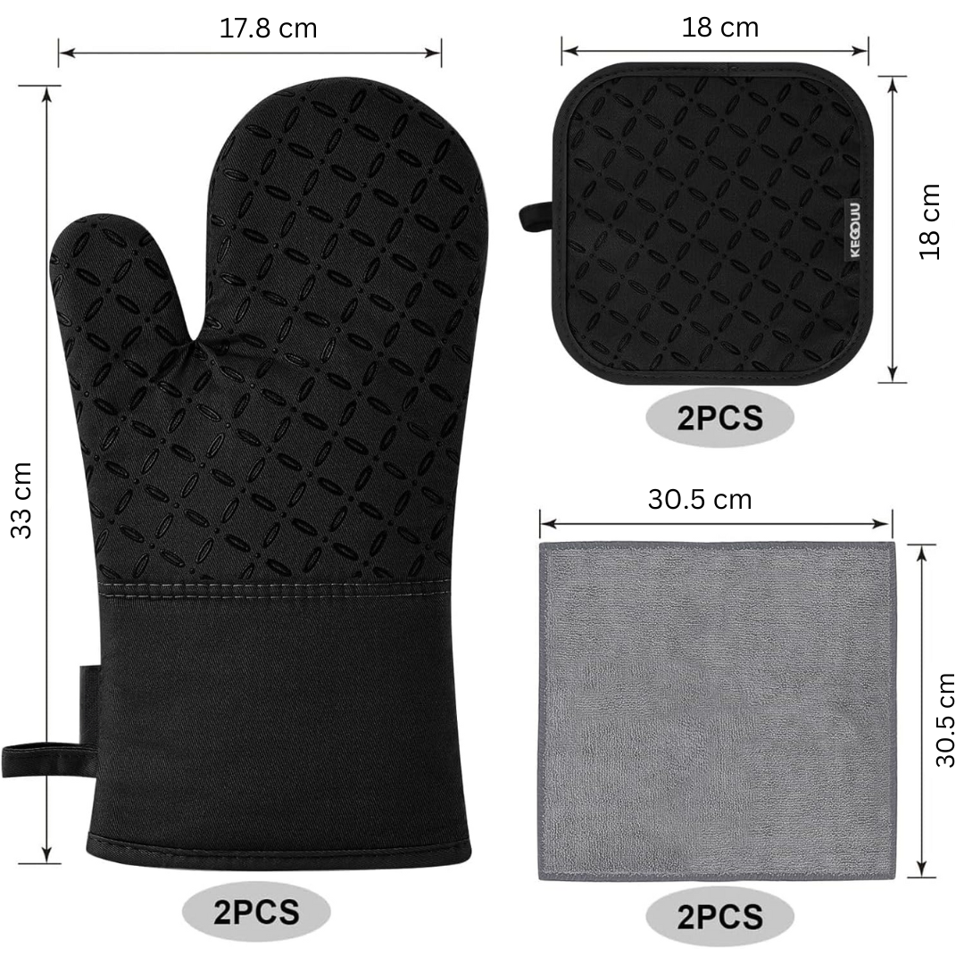 Silicone Oven Mitts Set of 6 – Heat Resistant up to 260°C