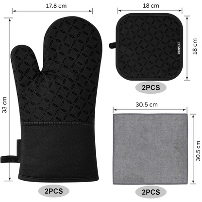 Silicone Oven Mitts Set of 6 – Heat Resistant up to 260°C