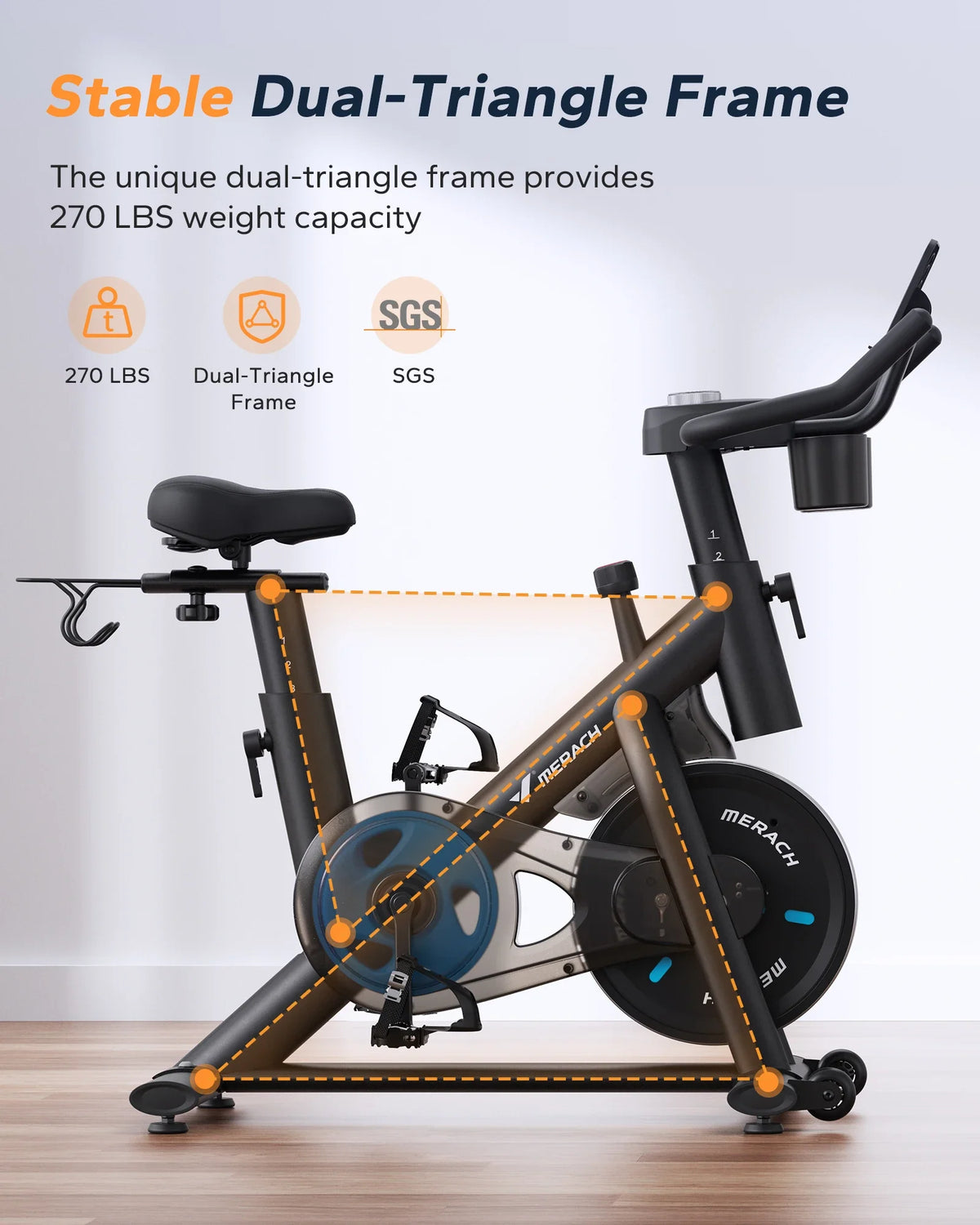 Quiet Magnetic Exercise Bike with App Sync, LED Display, Adjustable Seat & 300 lb Weight Limit