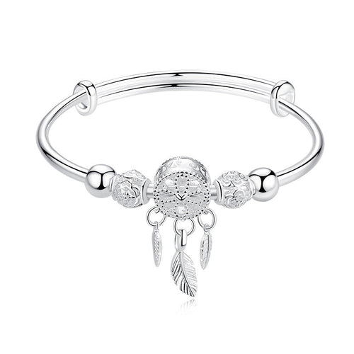 Women's Link Bracelet with Dreamcatcher Design in Sterling Silver