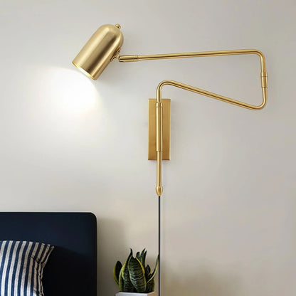 Wall-mounted Light Fixture with Adjustable Arm for Plug-in Use