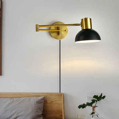 Wall-mounted Light Fixture with Adjustable Arm for Plug-in Use