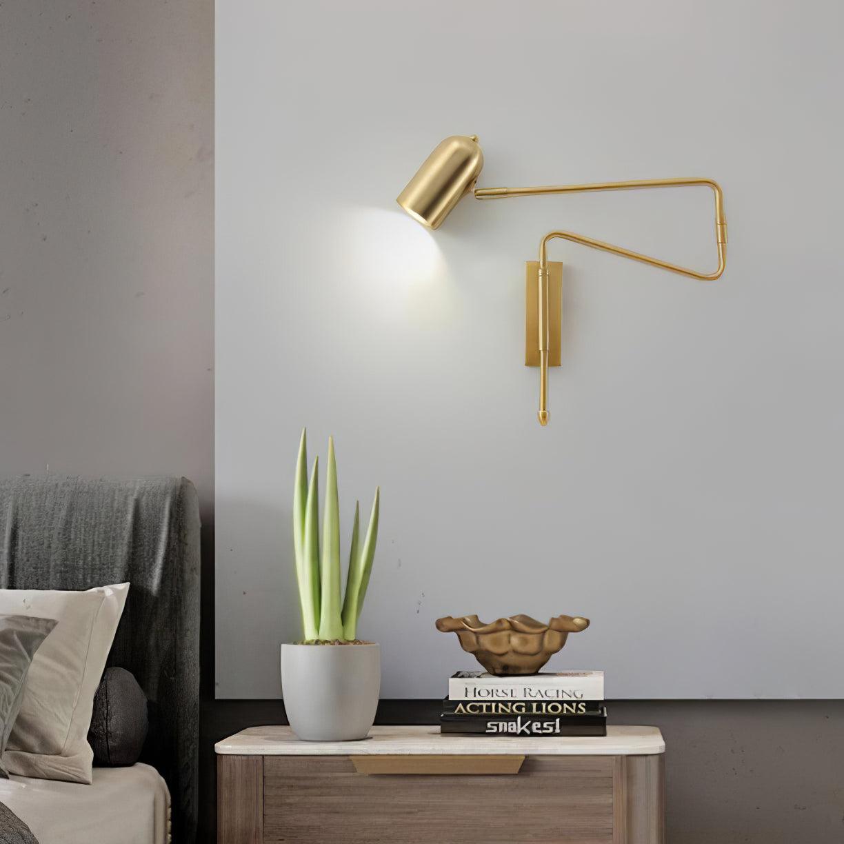 Wall-mounted Light Fixture with Adjustable Arm for Plug-in Use