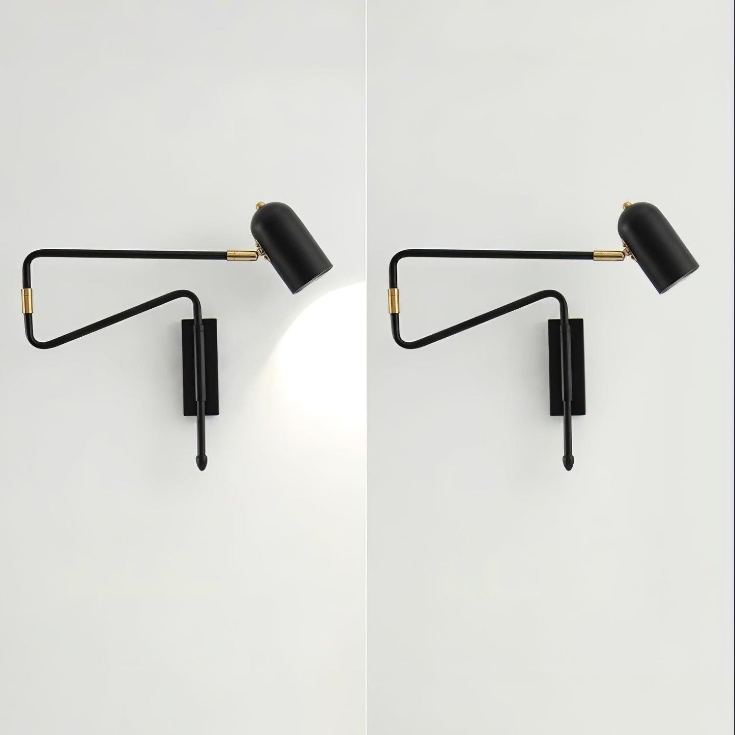 Wall-mounted Light Fixture with Adjustable Arm for Plug-in Use