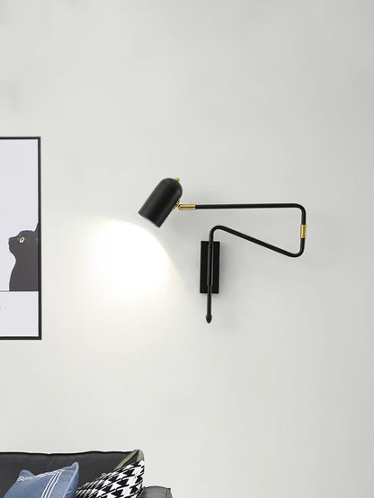 Wall-mounted Light Fixture with Adjustable Arm for Plug-in Use