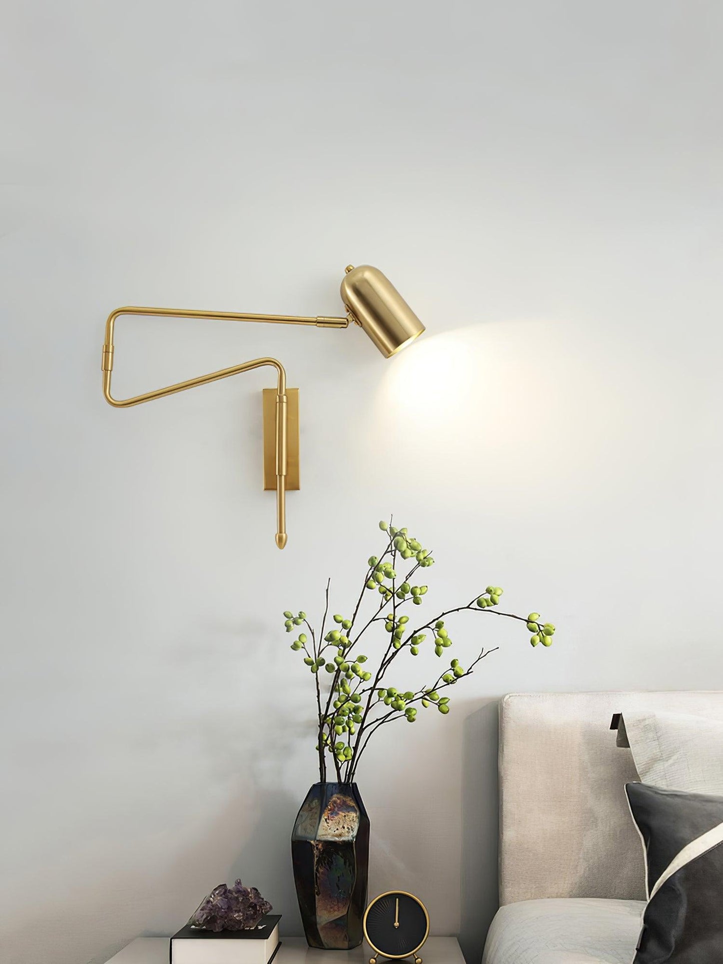 Wall-mounted Light Fixture with Adjustable Arm for Plug-in Use