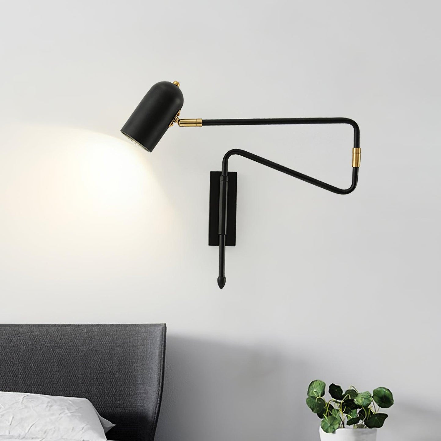 Wall-mounted Light Fixture with Adjustable Arm for Plug-in Use