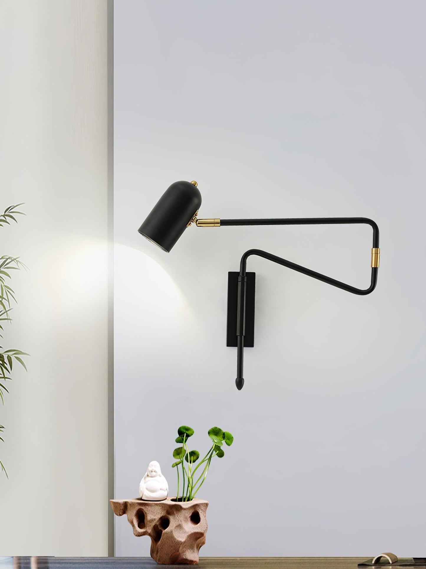 Wall-mounted Light Fixture with Adjustable Arm for Plug-in Use