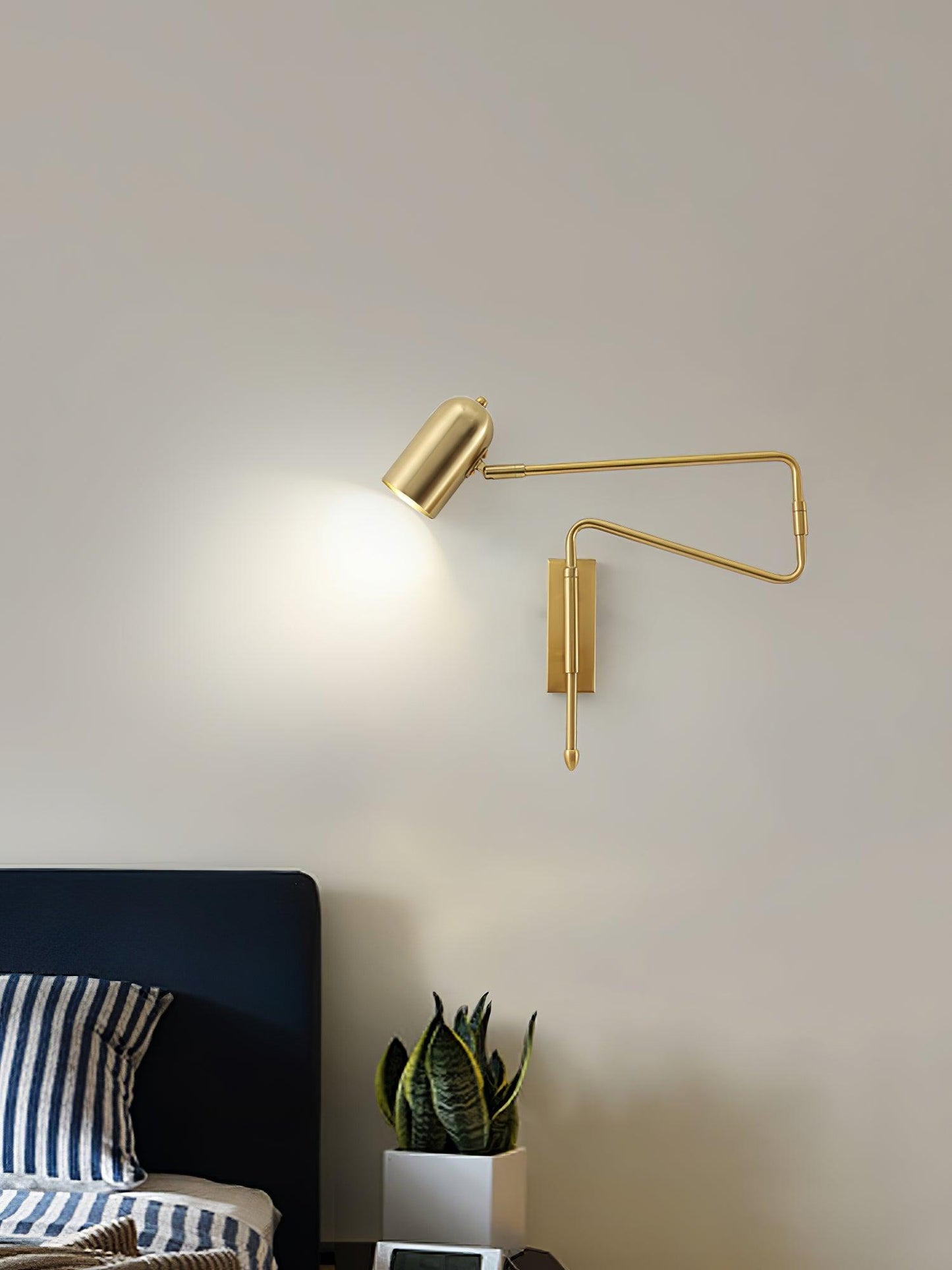 Wall-mounted Light Fixture with Adjustable Arm for Plug-in Use