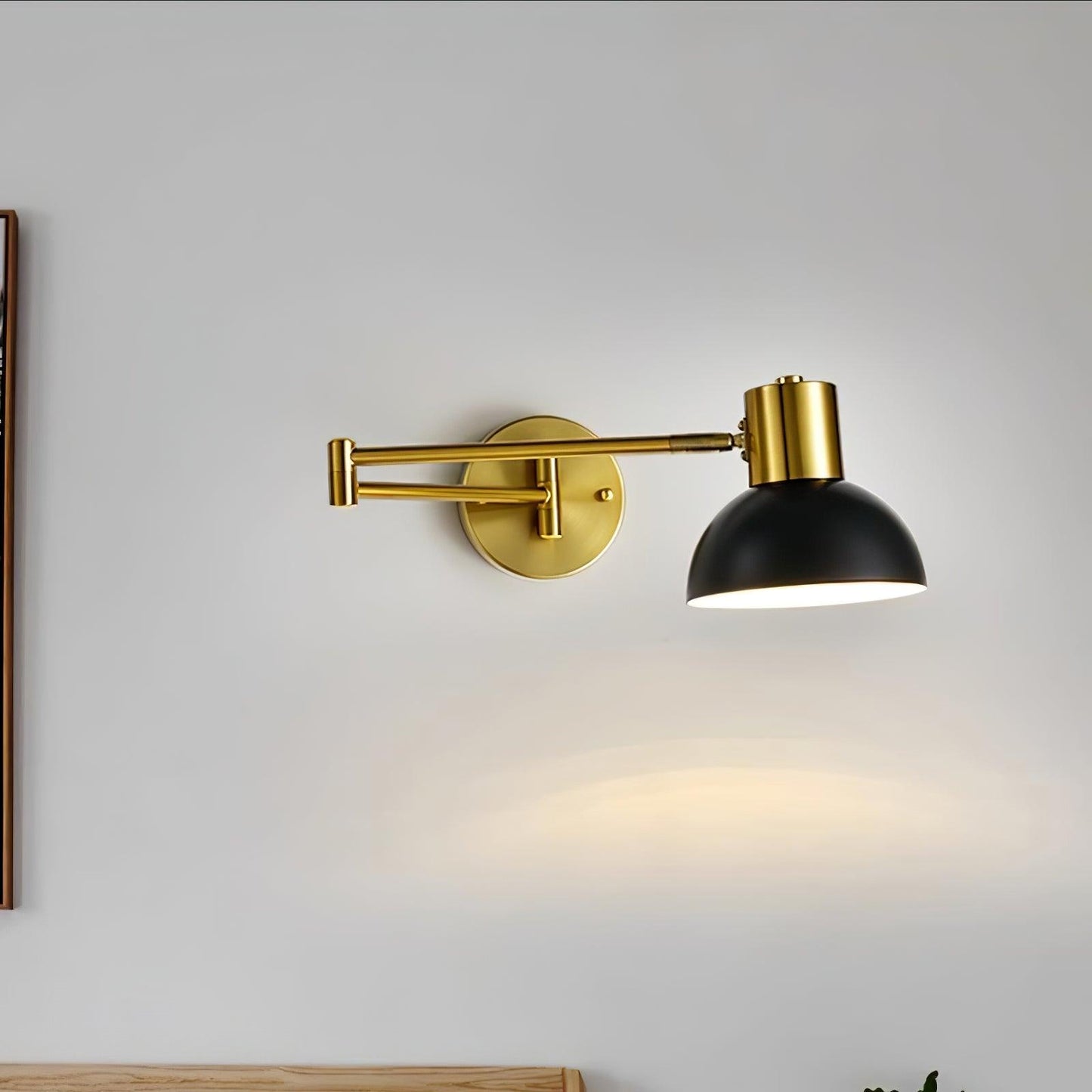 Wall-mounted Light Fixture with Adjustable Arm for Plug-in Use