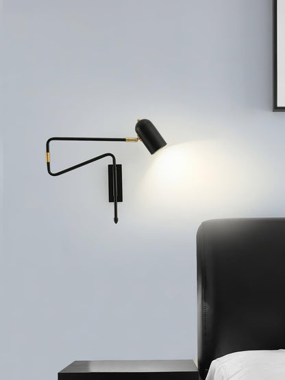 Wall-mounted Light Fixture with Adjustable Arm for Plug-in Use
