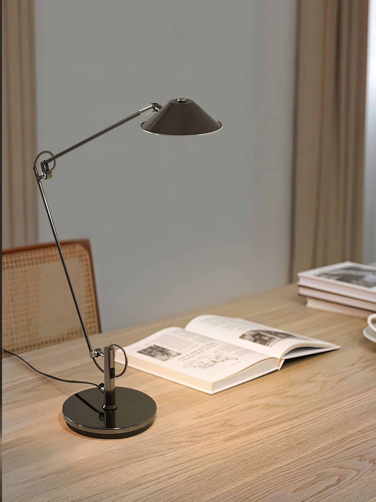 Black Task Lamp for Office with Adjustable Arm